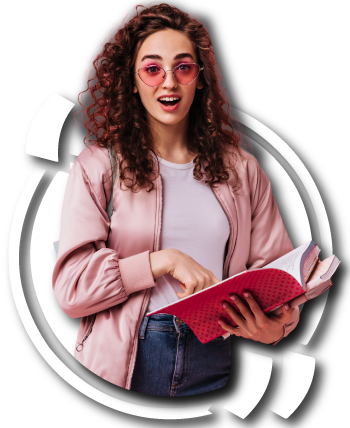 Confident university student holding study materials while requesting expert capstone project writing support and academic guidance
