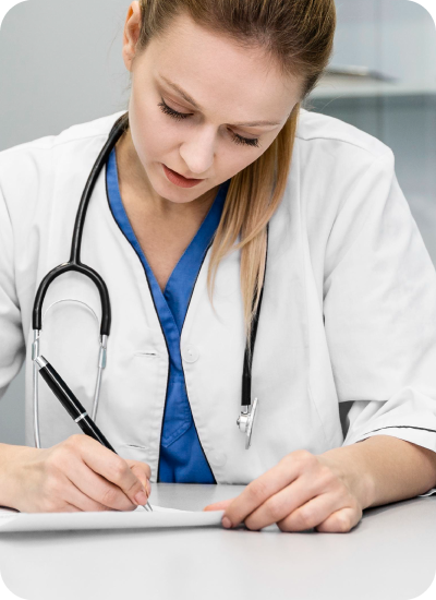 Nursing student conducting literature review and critically evaluating clinical evidence to develop an evidence-based practice capstone project.